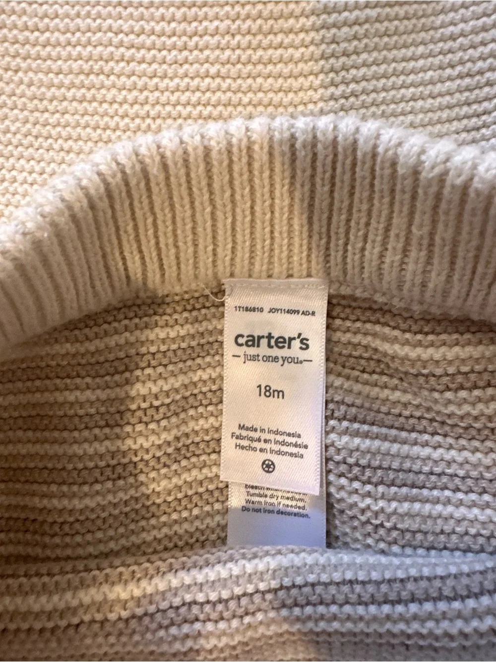 Carter's Cream Knit Bear Sweater & Striped Pants Set